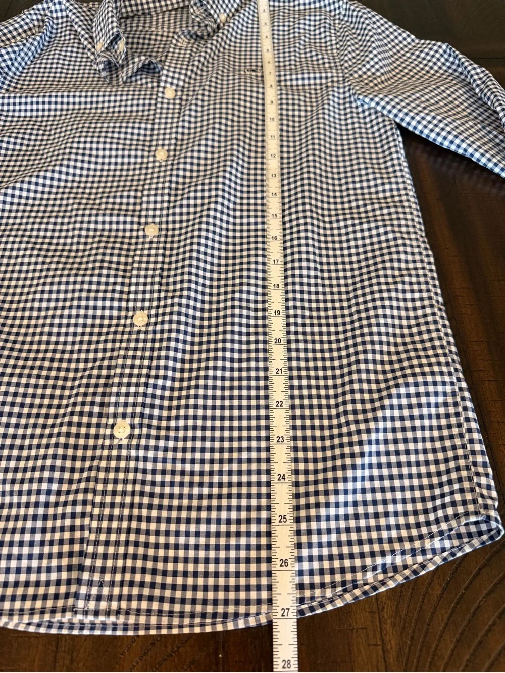 Vineyard Vines Boys Youth 16 Large Navy and White Gingham Button-Down Shirt